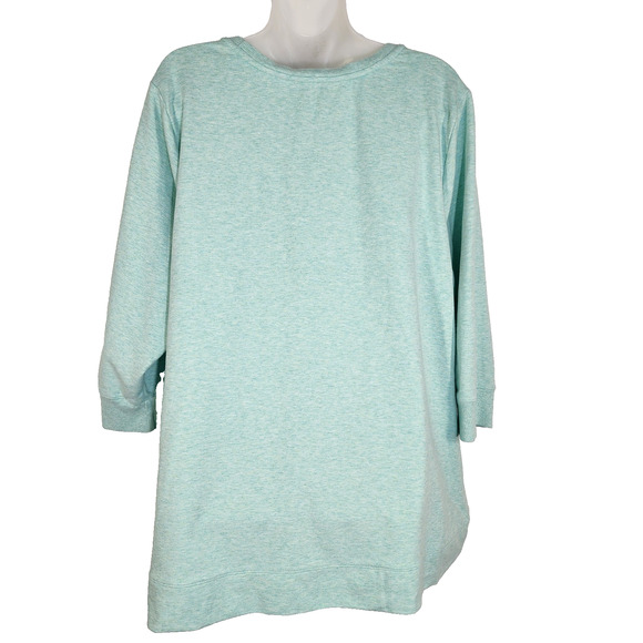 H by Halston Womens Engineered Grid Print French Terry Pullover Top Size 2X Blue - Picture 2 of 10